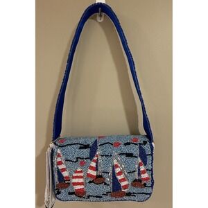 Viral TikTok‎ Beaded Sailboat Handbag Purse Handcrafted in India NWT W/ Charm